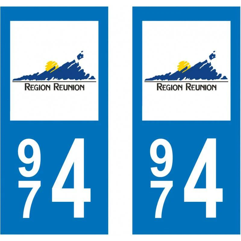 Sticker Autocollant Plaque Réunion 974